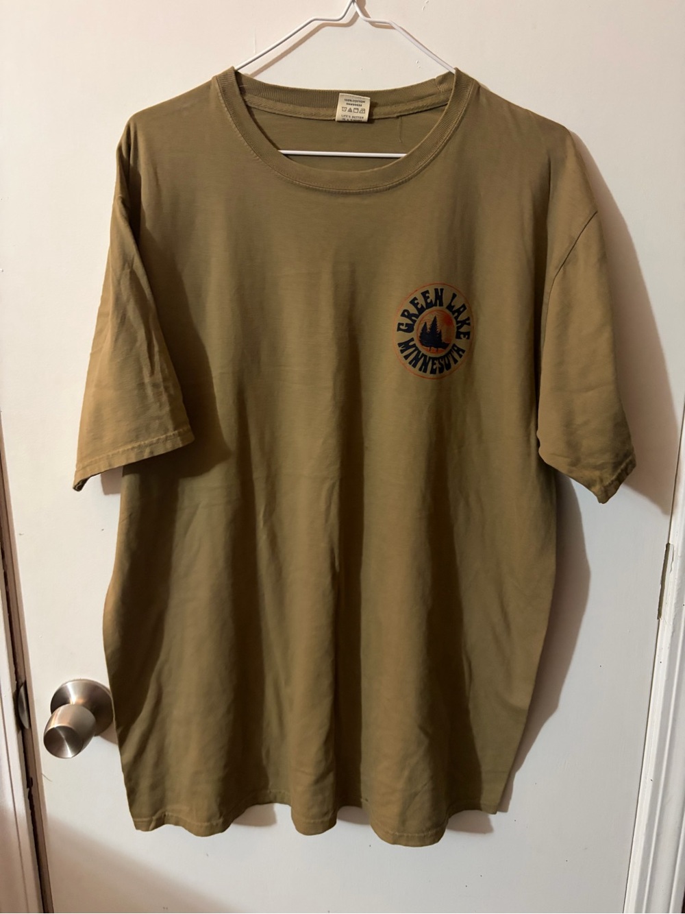 NWOT Men’s Blue 84 Large Olive Green Lake Minnesota Graphic Tee Tote16